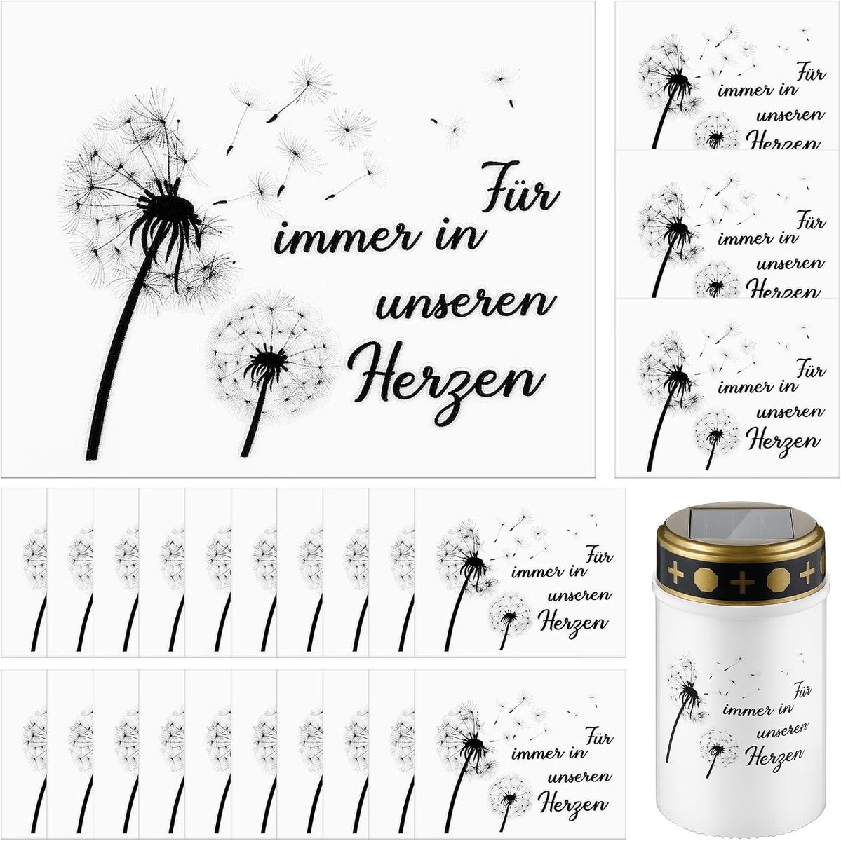 Nezyo 24 Pcs Stickers for Grave Candles Forever in Our Hearts Grief Candle Too Candle Foil Candle Stickers Candles - ShopVlot