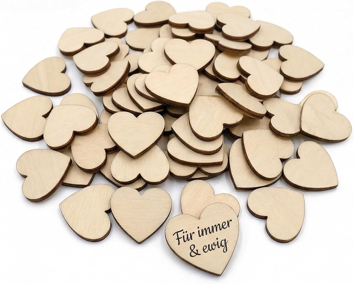 SnelShoppen - 126 Stuks Houten Hartjes voor Wensglas, Gastenboek & Doe-Het-Zelf - Natuurlijke Decoratie voor Bruiloft, Verjaardag, Doop en Herinnering