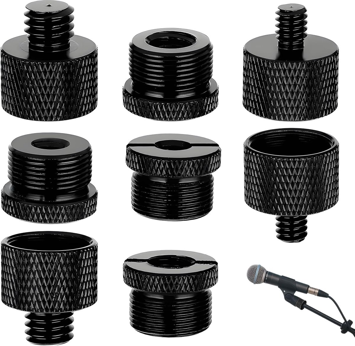 Microphone Adapter, 8 Pieces, Microphone Stand Adapter, Microphone Stand Adapter, 5/8 Bus to 3/8 Plug, 3/8 Female to - ShopVlot
