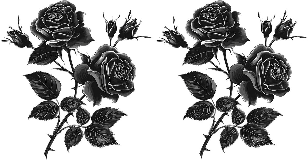 Muurstickers bloemen zwart - 2 stuks - Rattan muursticker - Decoratie voor slaapkamer of woonkamer - ShopVlot