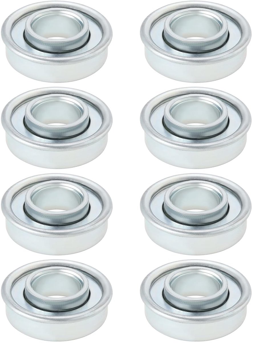 SnelShoppen - 8 Stuks Zware Trolley Lagers Wielen 35mm Buiten 16mm Binnen 12mm Hoog voor Meeste Modellen van Zware Trolleys - Zilver