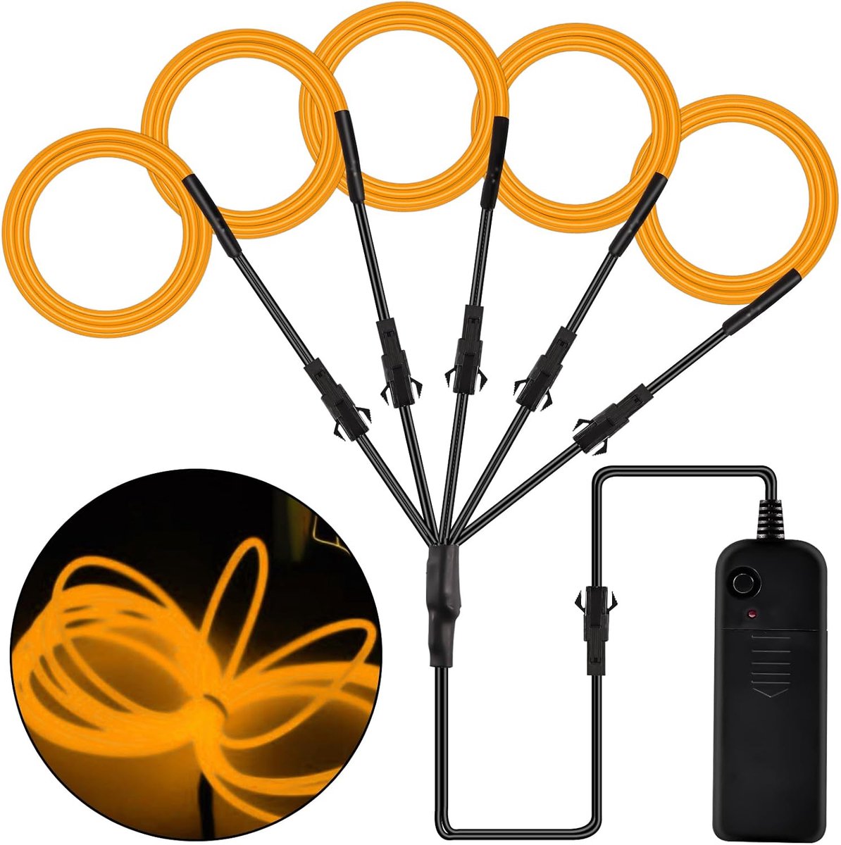 Neon verlichting draad 5 x 1m - oranje - 3 lichtmodi - perfect voor feestdecoratie - ShopVlot