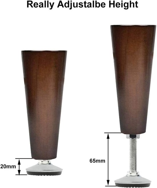 Verstelbare meubelpoot met metalen constructie, 4 stuks M8x30mm, zware kwaliteit, antisliprubber en T-nuts voor stabiliteit — afbeelding 3