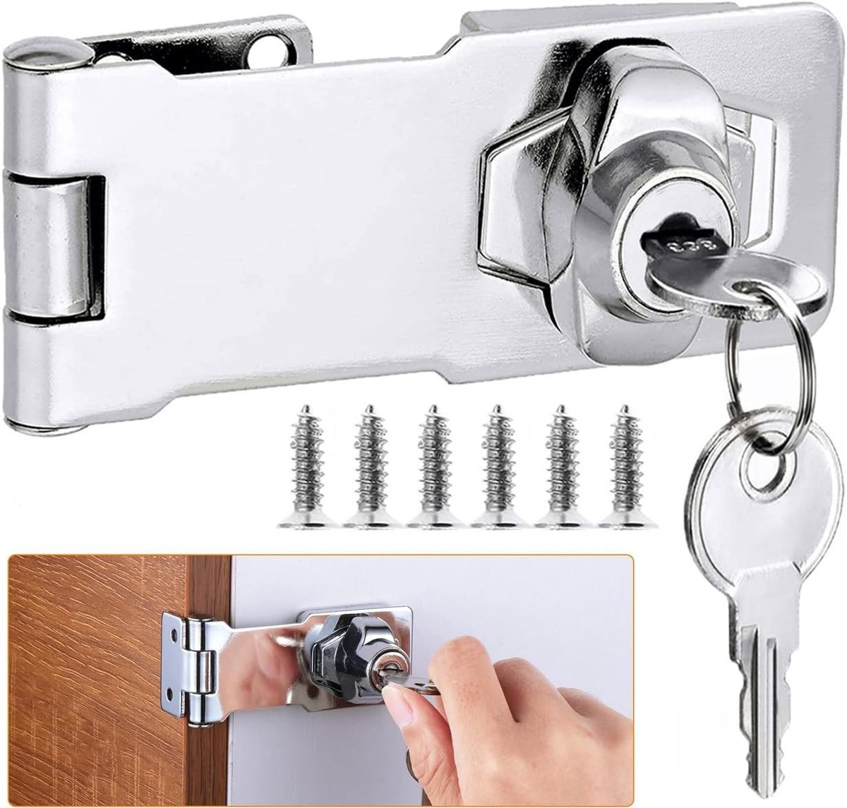 Veiligheids slot voor deuren, kasten en meubels - 3 inch hangslot met sleutel en vergelijkbare sleutels, ideaal voor thuisgebruik en bescherming