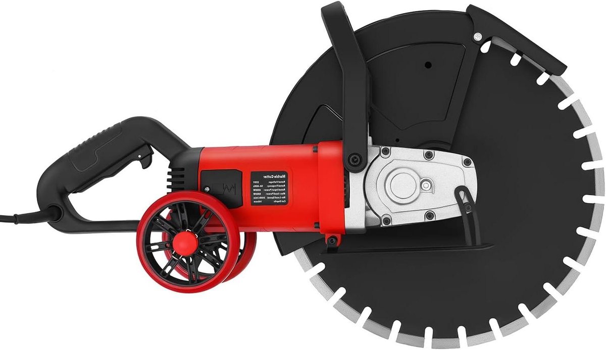 Elektrische Betonzaag - Betonsnijder Steen - Muren Frezen - Stofvrije Groef - 165 mm Zaagdiepte - Zwart Rood