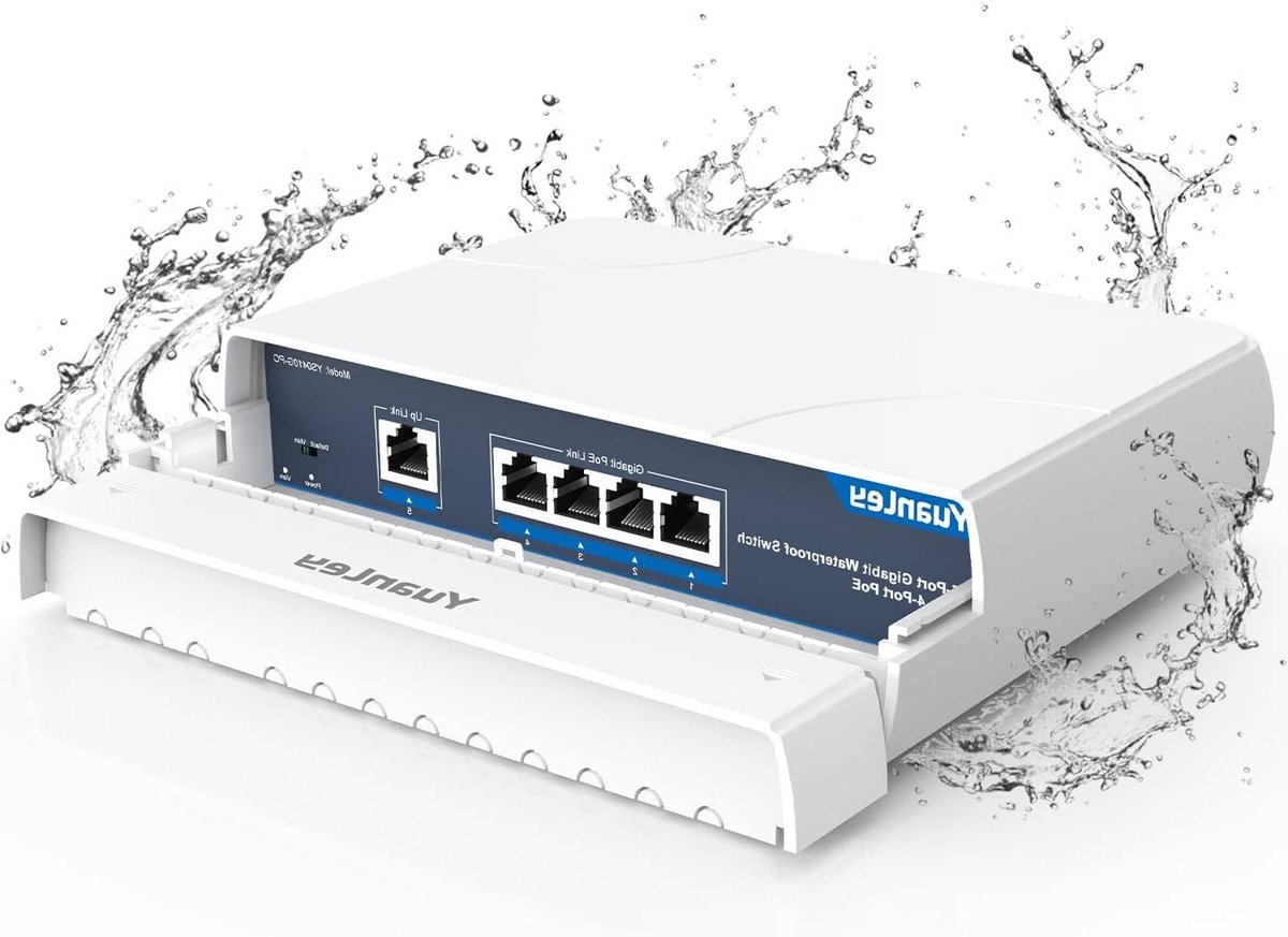 Netwerk Switch - Ethernet Hub - Buiten Netwerken - Waterdicht IP65 - 4 Gigabit Poorten - Wit