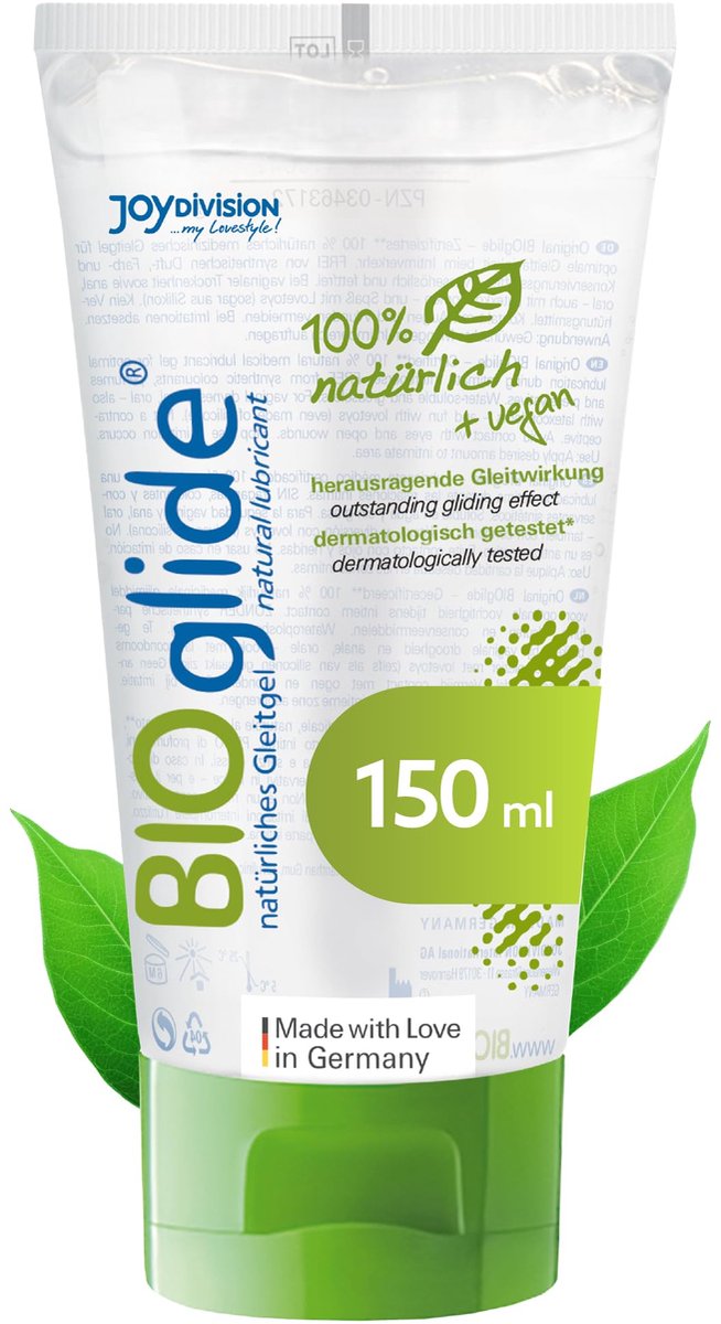 JOYDIVISION Original BIOglide neutral 150 ml I Hydraterend en verzorgend product 100% natuurlijk & veganistisch I Gel op waterbasis I Als een glijmiddel I Compatibel met latex condooms