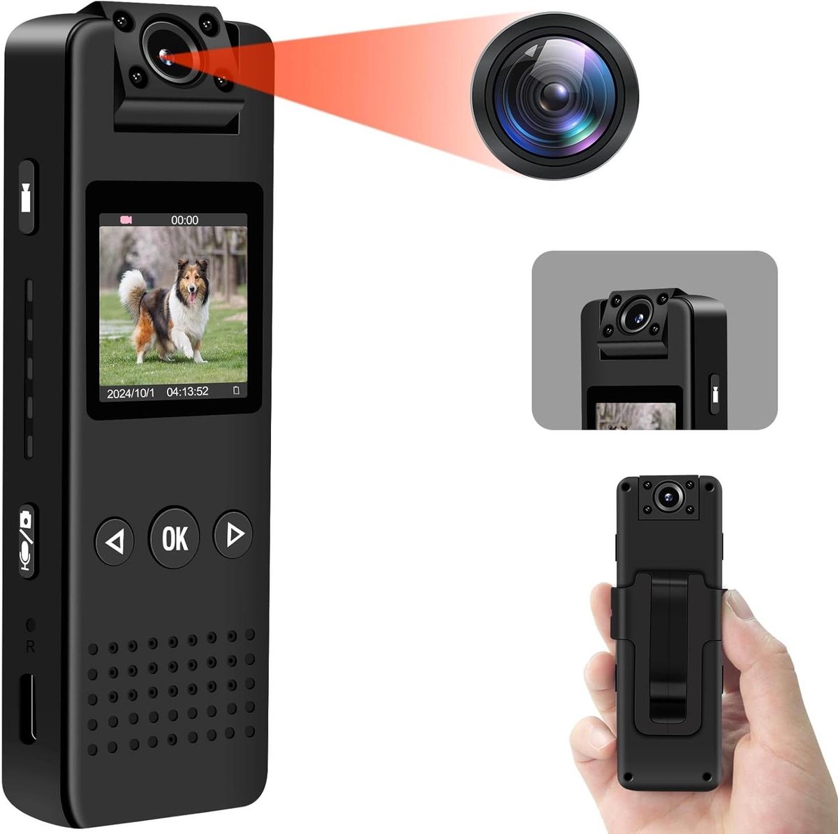 Mini Camera - Body Cam - Video Opnames - Draaibare Lens - 1080p HD - Zwart