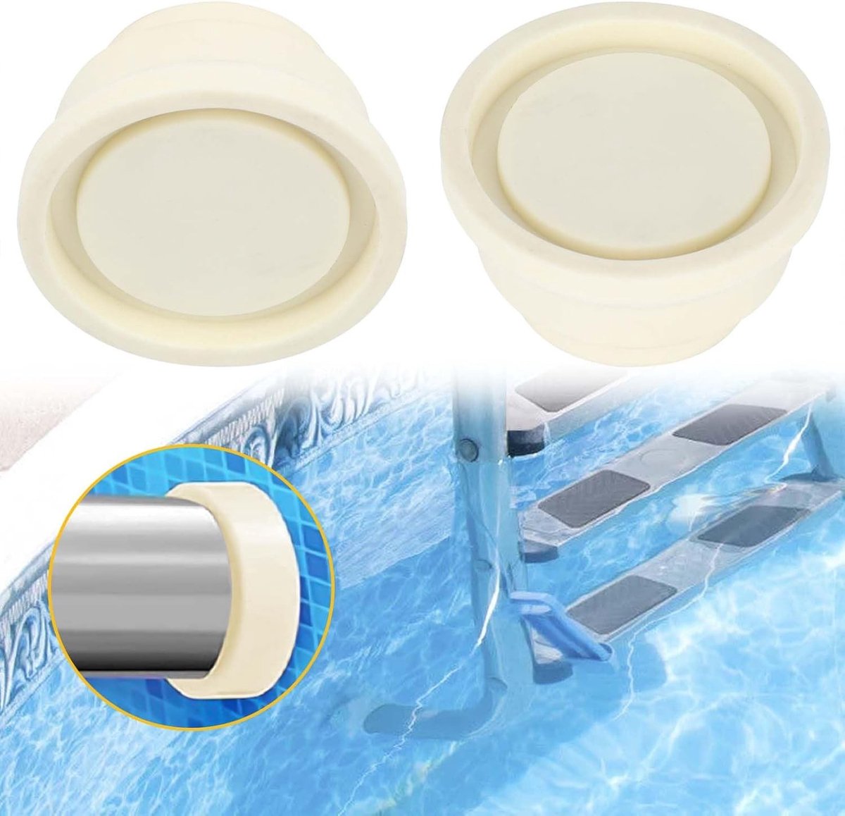Rubberen Pads voor Zwembaden, Beschermende Hoes en Veiligheidsbumper Accessoire 2.4x1.5x1.3inch - Set van 2, Ideaal voor Onderhoud en Bescherming van je Zwembad