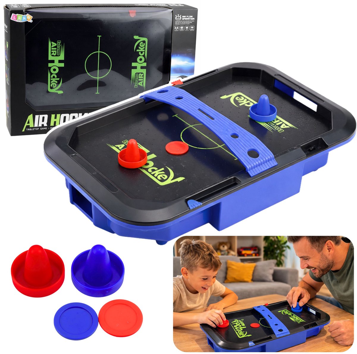 Air Hockey Tafel Behendigheidsspel Voor Kinderen Pucks 43x26 Cm