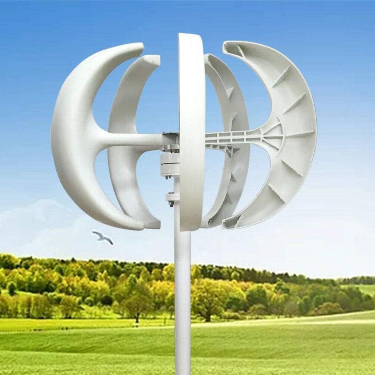 Windgenerator 600W - Windturbine Elektrisch - Energie Opwekken - 5 Nylonbladen - 24V - Wit