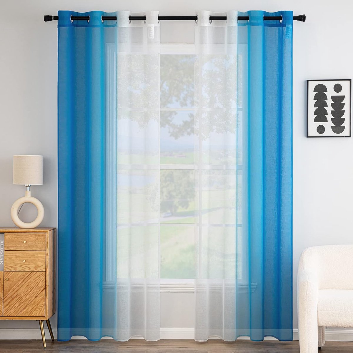 SnelShoppen - 2 x 245 cm Transparante Gelaagde Gordijnen - Kleurverloop - Ideaal voor Woonkamer en Slaapkamer - 100% Polyester - 140 cm Breed - Set va