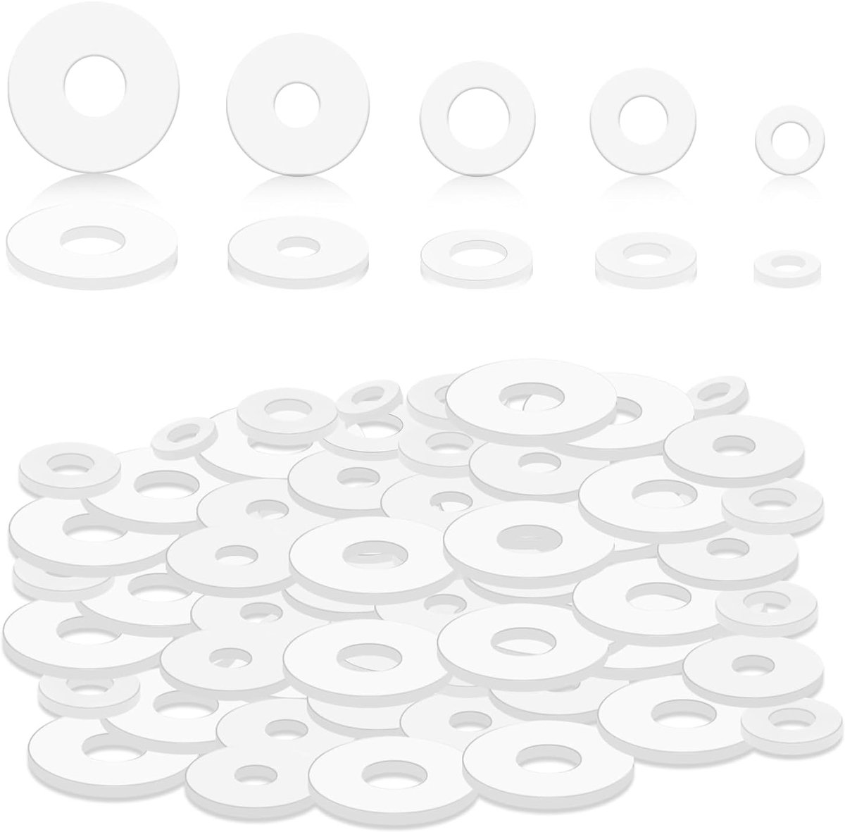 SnelShoppen - 120 Stuks Rubber Washers, 12/18/20/25/30mm, Vlakke Ringen, Stevig voor Bouten, Schroeven, Huishoudelijk, Loodgieterswerk, Accessoires, G
