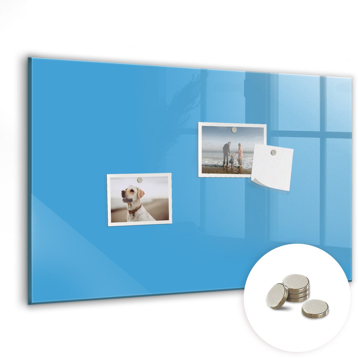 Coloray Glazen Magneetbord - Magnetisch Bord Blauwe kleur - 60x40 cm - Blauw Magneetbord - Magnetic Board - Glazen Magneetbord