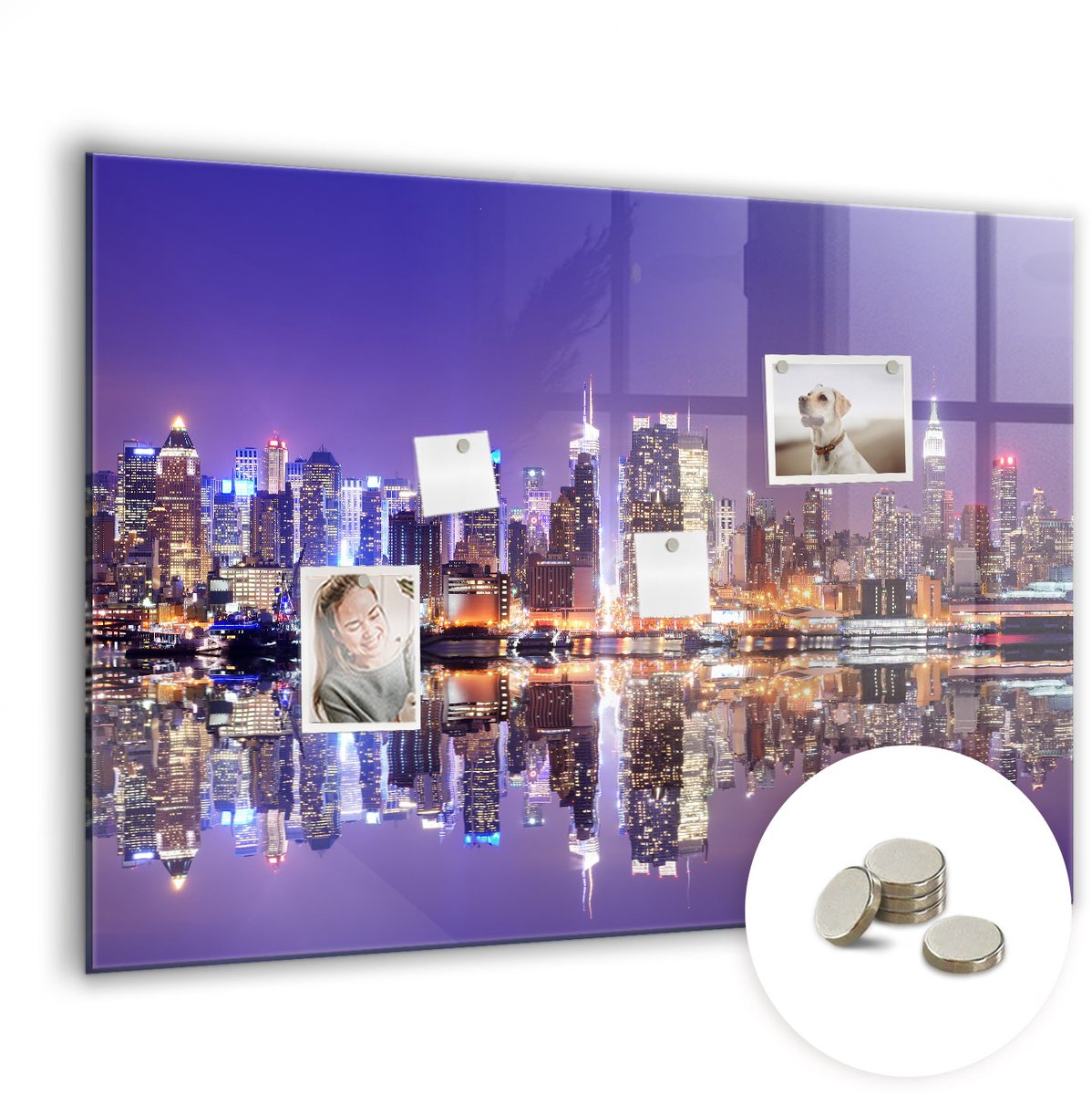 Coloray Glazen Magneetbord - Magnetisch Bord Wereldkaart van het bord - 100x70 cm - Veelkleurig Magneetbord - Magnetic Board - Magneetbord Design