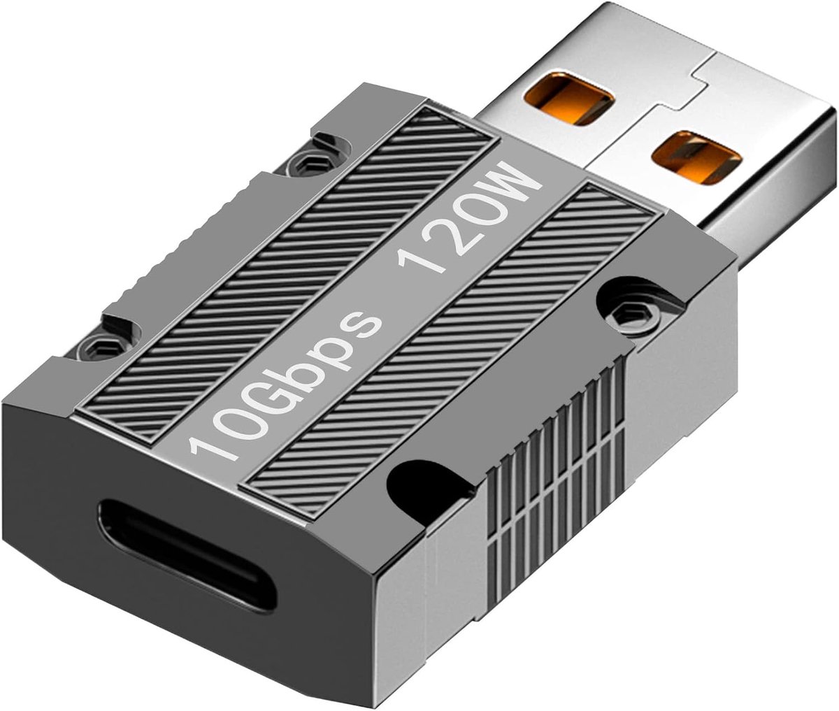 SnelShoppen - USB 3.1 naar USB C Adapter Mecha Cyberpunk Stijl 10Gbps Gegevensconverter, Zinklegering, Ondersteunt PD120W, Ideaal voor Gaming en Techn