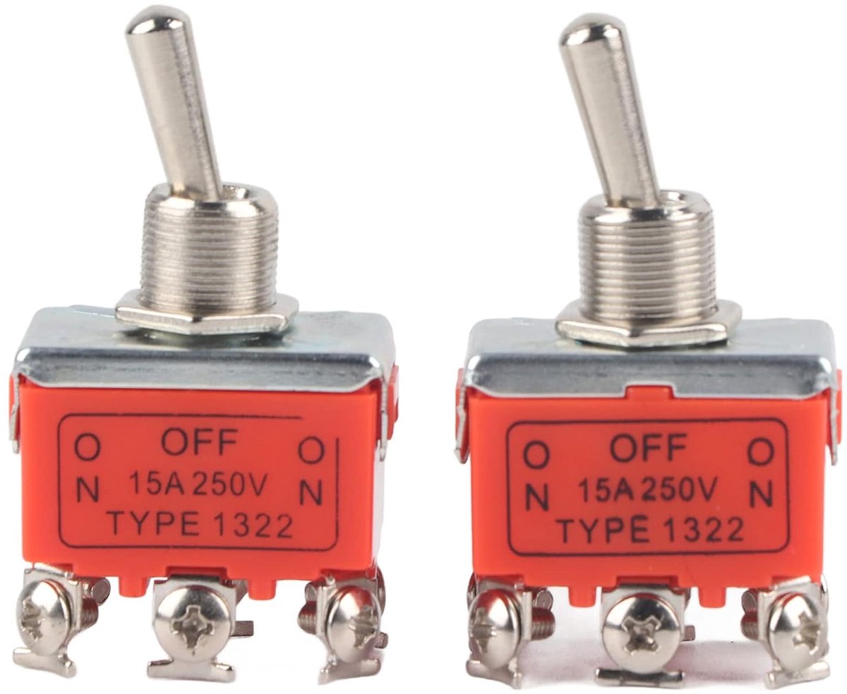 SnelShoppen - 2Pcs DC Motor Schakelaar CW Vooruit Achteruit Schakelaar 24v, 6 Pin Rocker Schakelaar 250V 15A, Toggle Schakelaar voor Hoge Temperatuur,