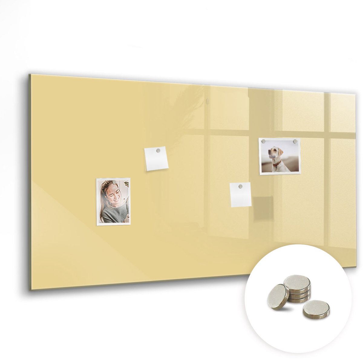 Coloray Glazen Magneetbord - Magnetisch Bord Bamboe muur - 120x60 cm - Romig Magneetbord - Magnetic Board - Memobord