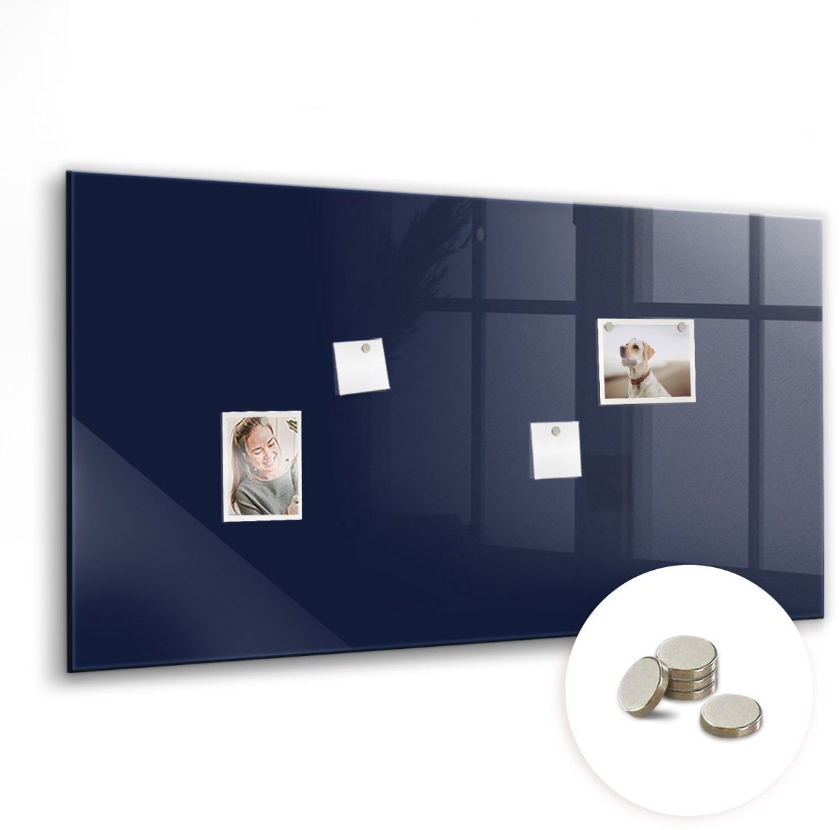 Coloray Glazen Magneetbord - Magnetisch Bord Turkooiskleur - 120x60 cm - Donker marineblauw Magneetbord - Magnetic Board - Memobord