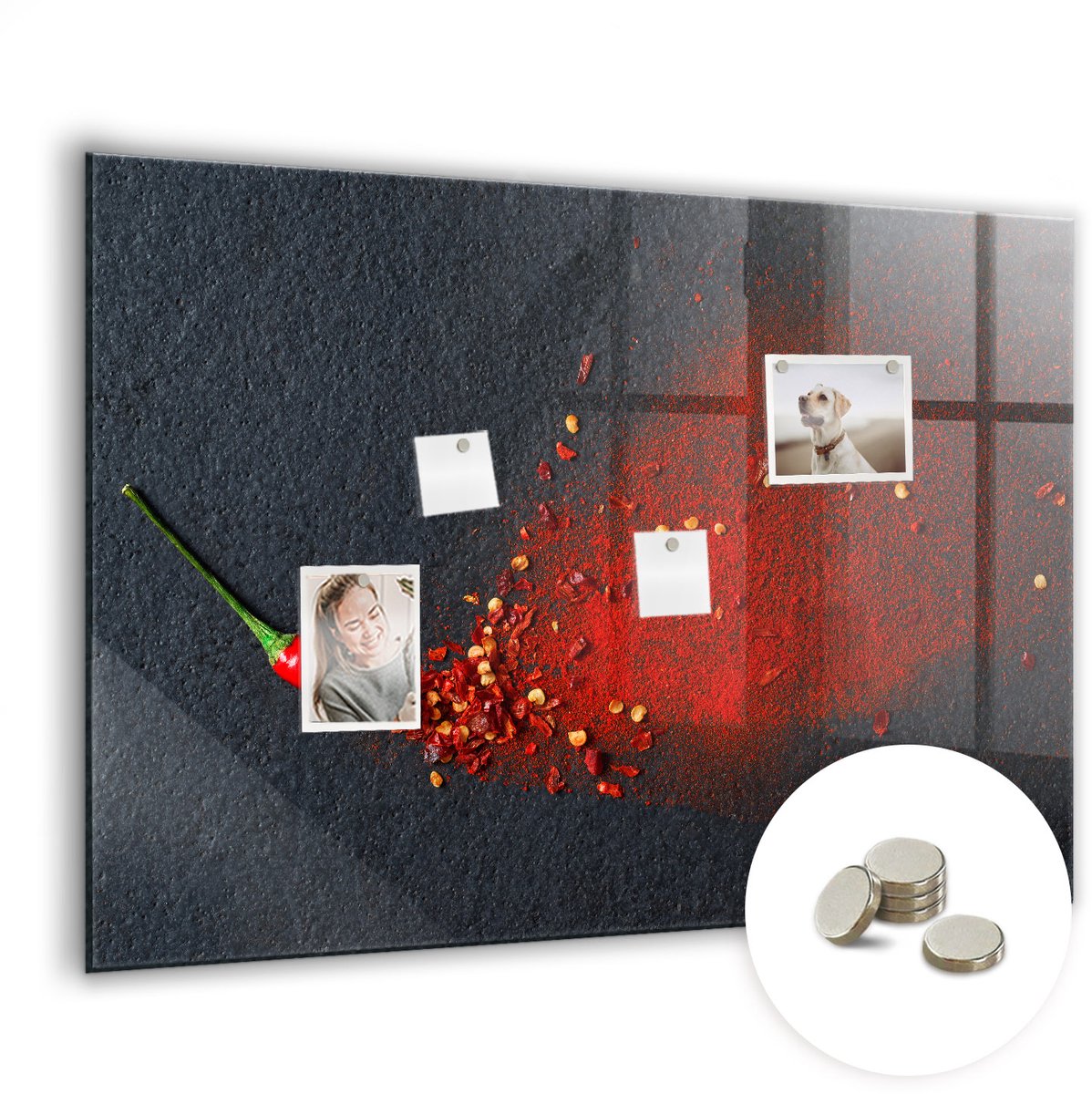 Coloray Glazen Magneetbord - Magnetisch Bord Afbeeldingen schetsen - 100x70 cm - Veelkleurig Magneetbord - Magnetic Board - Wanddecoratie