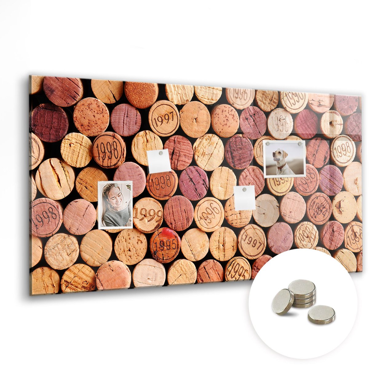 Coloray Glazen Magneetbord - Magnetisch Bord Eet smakelijk inscriptie - 120x60 cm - Bruin Magneetbord - Magnetic Board - Magnetisch Wandbord