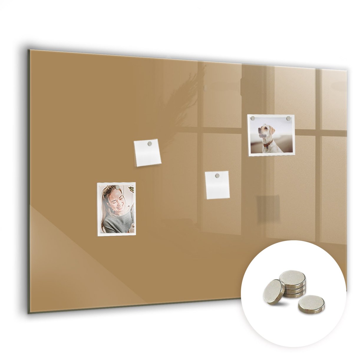 Coloray Glazen Magneetbord - Magnetisch Bord Beige kleur - 100x70 cm - Beige Magneetbord - Magnetic Board - Wanddecoratie