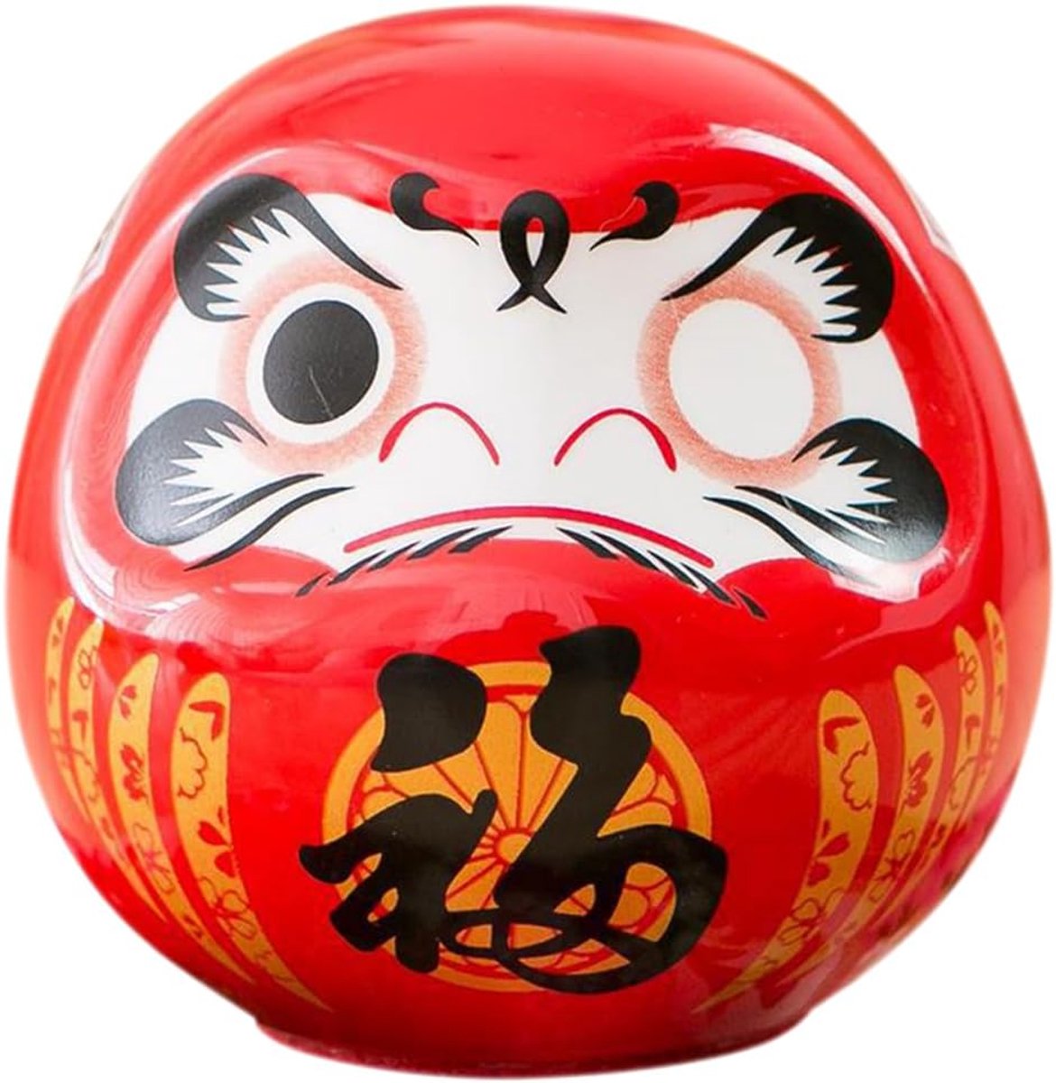 SnelShoppen - Miniatuur Japanse keramische gelukspoppetje, porselein, 10 cm, voor interieur, bureau, auto, tuin, zen decoratie, nieuwjaarsfeest