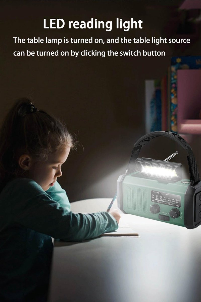 Draagbare Noodradio - Accu Radio - Buiten Activiteiten - Zonne-energie Dynamo - 20.000 mAh - Groen