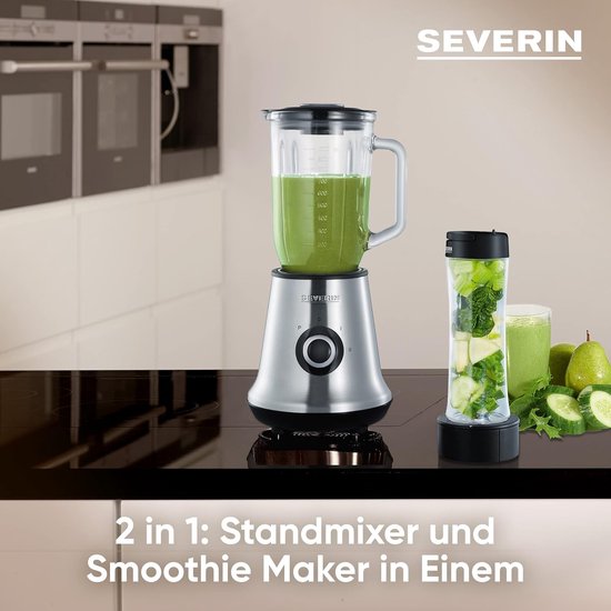 Keukenmixer Smoothie Maker - Apparaat Drinkbeker - Gezonde Dranken Maken - 2-in-1 Functie - 500 Watt - Zilver Zwart — afbeelding 4