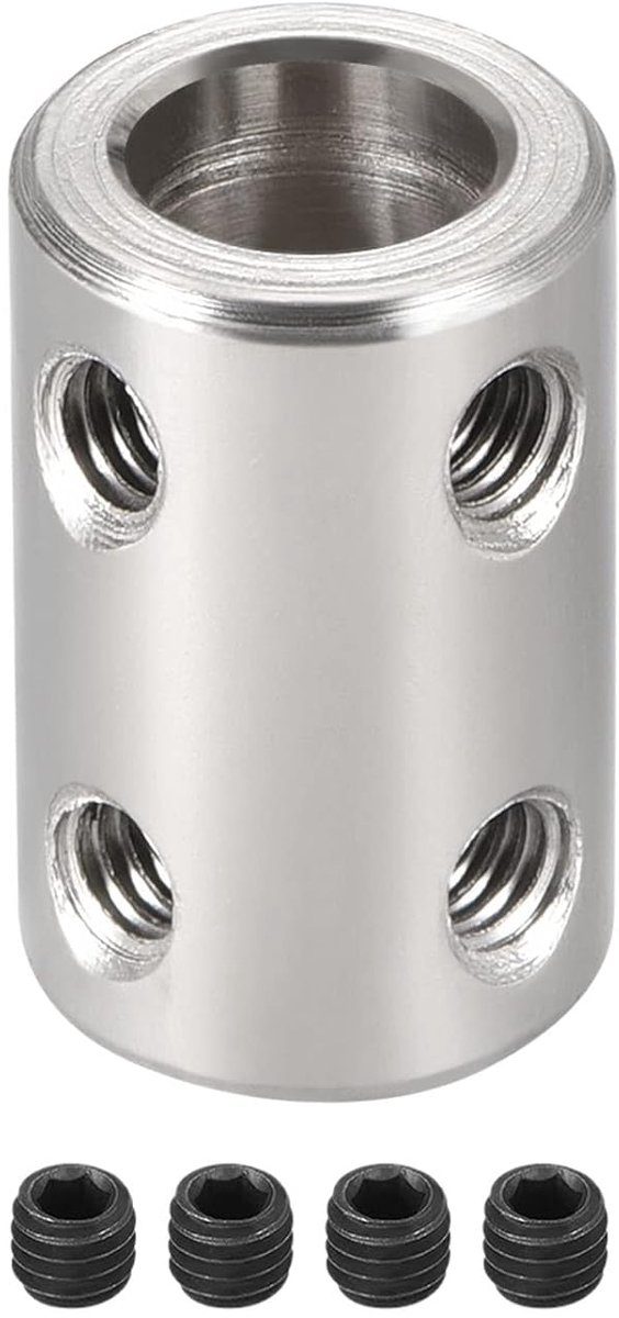SnelShoppen - Rigid koppeling roestvrij staal as koppeling motor accessoires voor 3D printers en modelboten - 8mm tot 8mm boring L22xD14/zilver
