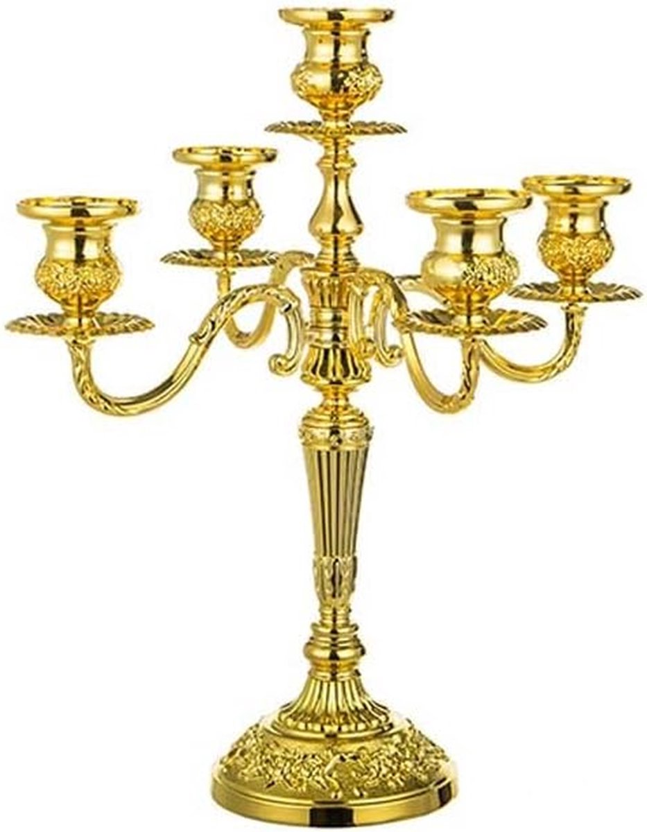 Kandelaar 5-armig - Kaarsenhouder Metaal - Diner bij kaarslicht - Zinklegering vakmanschap - 36 cm hoog - C