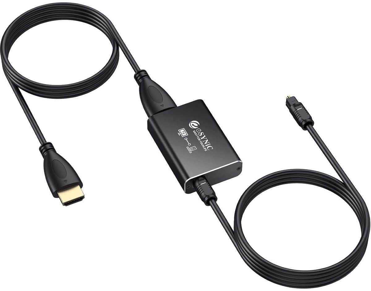 192KHz Audio Converter van eARC/ARC HDMI naar Optisch voor HDTV naar Soundbar en Draadloze Hoofdtelefoons, Ondersteunt 5.1ch en 2.0ch, Inclusief HDMI en Optische Kabels, Geschikt voor PCM 2.0, Dolby 5.1 en DTS 5.1