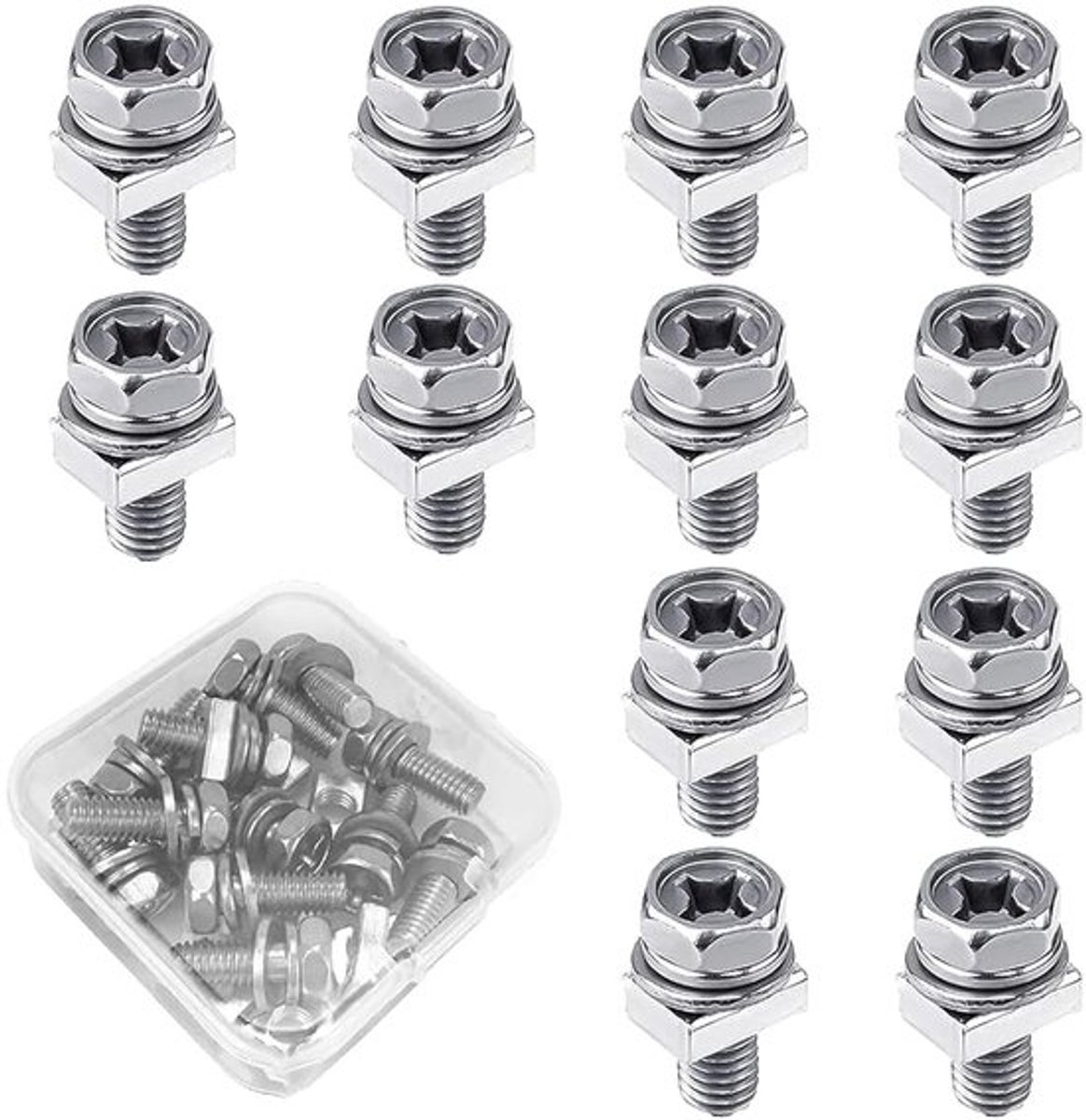 Set van 12 M6 x 16 mm Accuklemmen en Moeren voor Motorfiets, ATV, Scooter en Fiets - Ideaal voor DIY Projecten en Accu-installatie