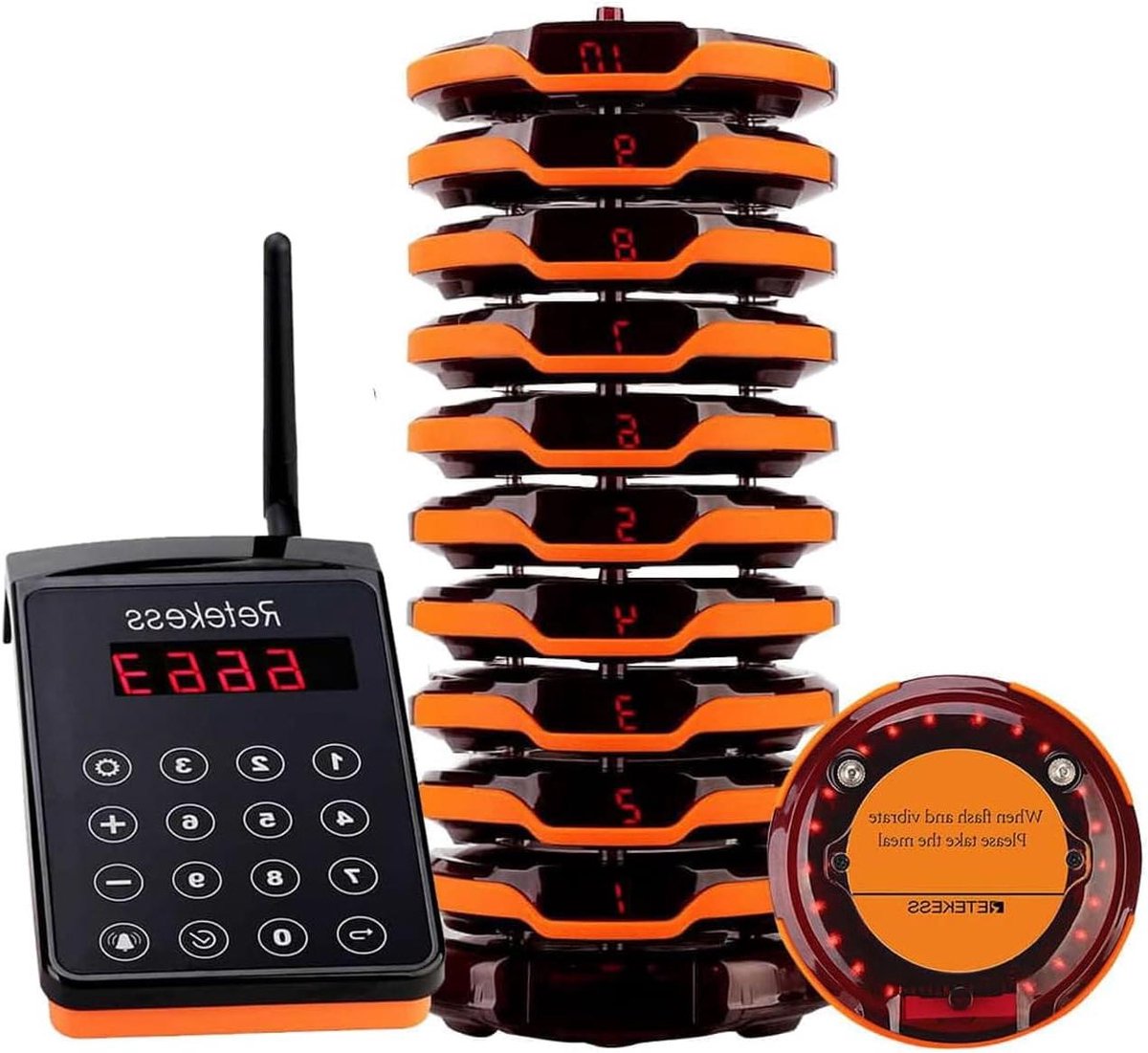 Draadloos Pager Systeem - Gasten Oproepsysteem Binders - Restaurant Communicatie - IP67 Waterdicht - 10 Stuks - Oranje