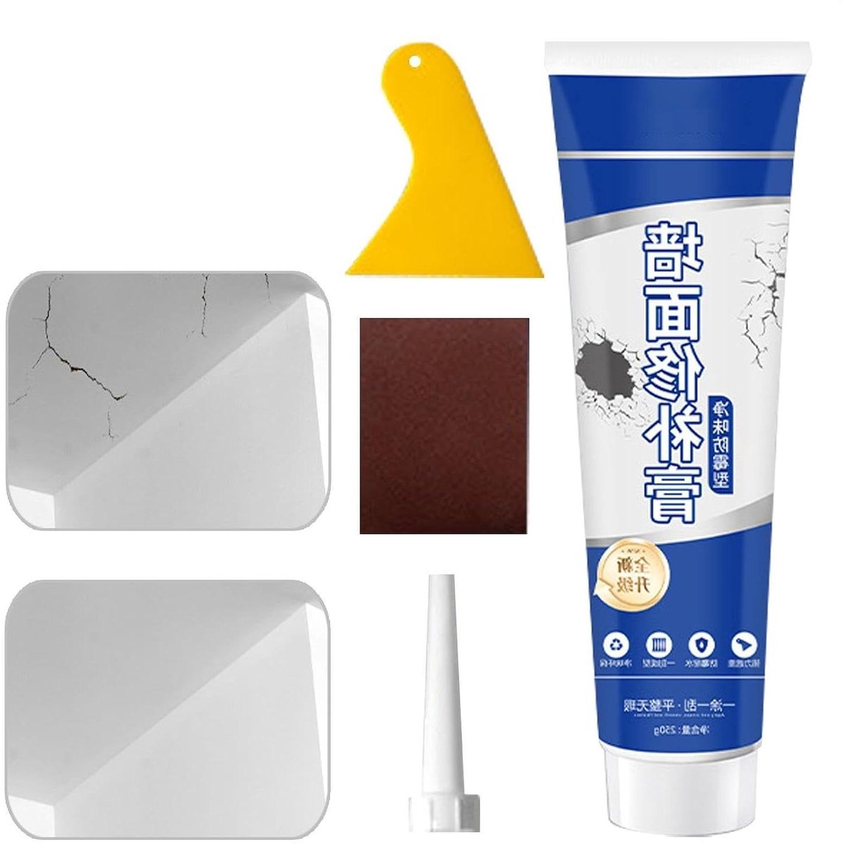 Muurreparatie Pasta - Witte Plamuur - Muren Herstellen - Waterbestendige Laag - 250g - Wit