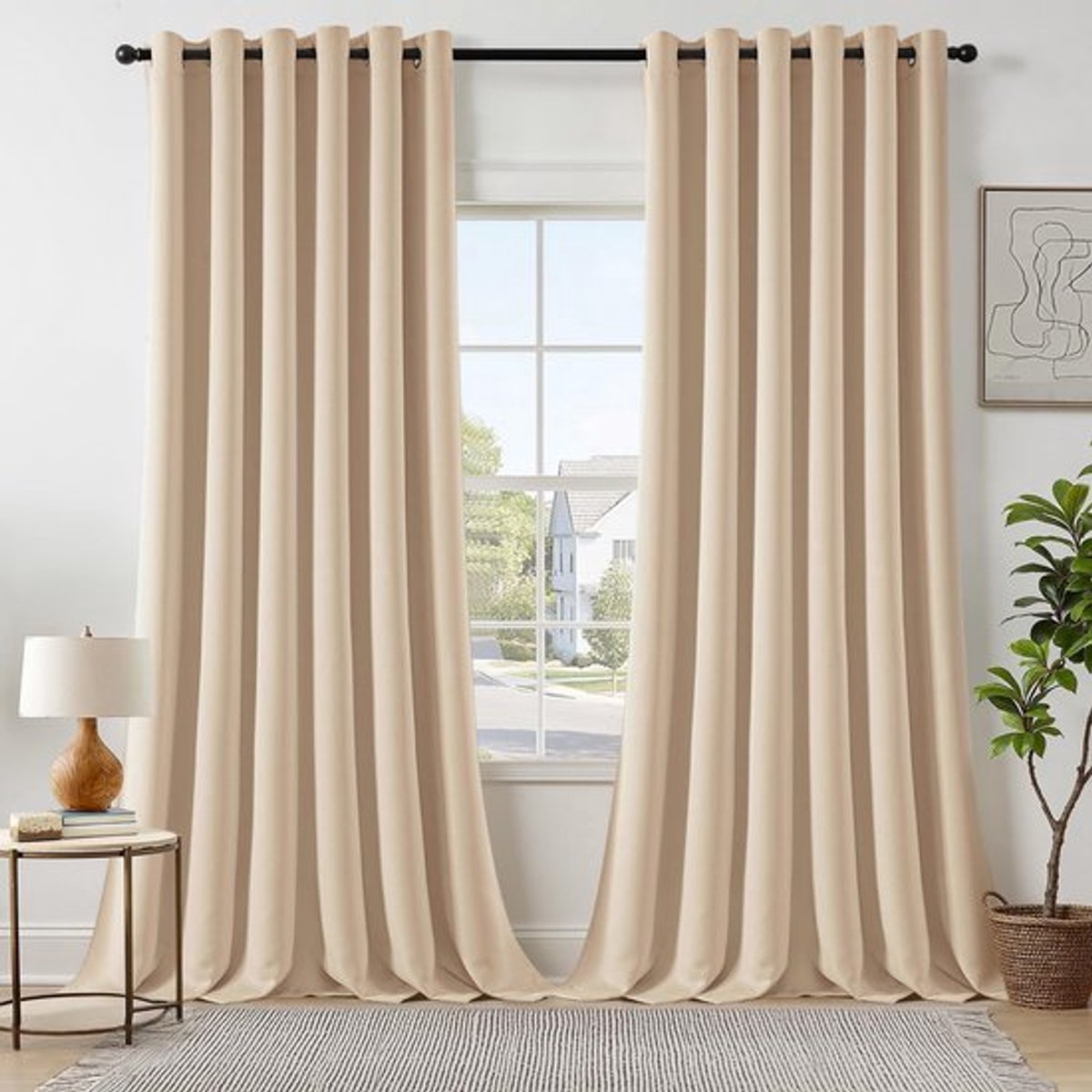 Verduisteringsgordijnen Set van 2 - Hoogwaardige verduisteringstechnologie - Decoratieve isolerende gordijnen - Effectieve zicht- en zonwering - Geschikt voor slaapkamer/keuken/woonkamer - Minimalen 80% verduistering