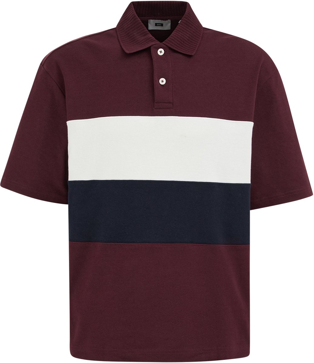 WE Fashion Heren boxy fit polo met blokstreep