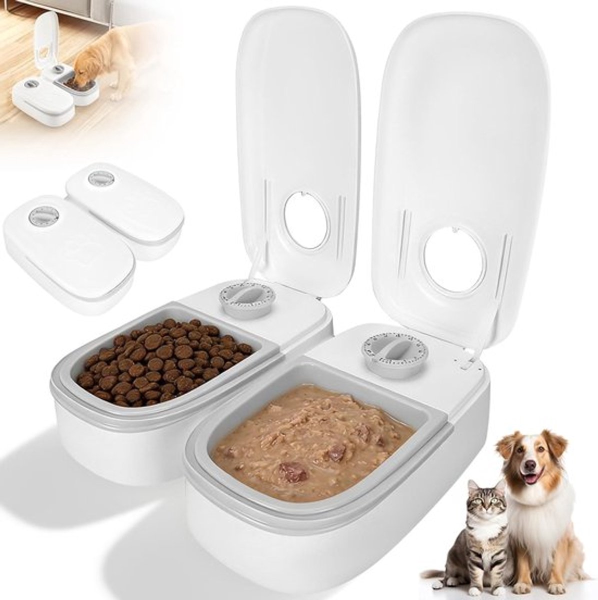 Automatische voederdispenser met timer voor katten en honden, 700 ml, ideaal voor droogvoer, energiezuinig en gemakkelijk schoon te maken