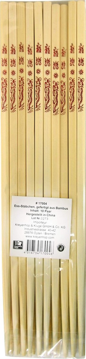 JADE TEMPLE Wegwerp eetstokjes van bamboe, 24 cm, met Aziatische versiering, smaakneutraal, 10 paar per - ShopVlot