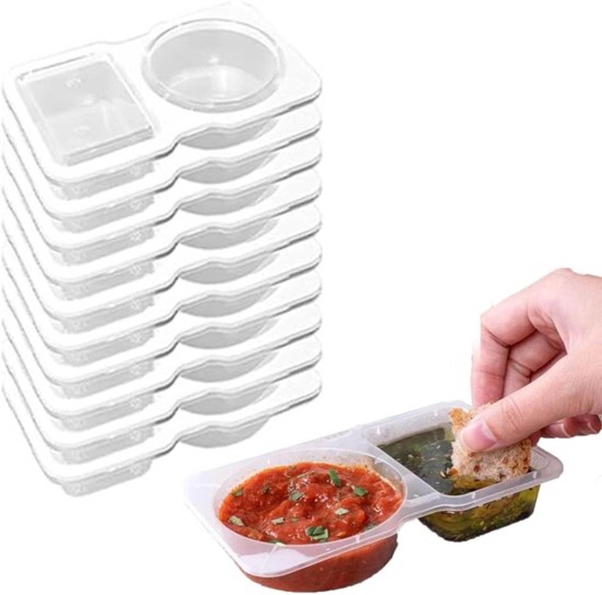 Herbruikbare Snackcontainers - 10 Stuks met Deksel, Ideaal voor Snacks, Dips en Sauzen, Perfect voor Picknicks en Werk, Duurzaam en Handig