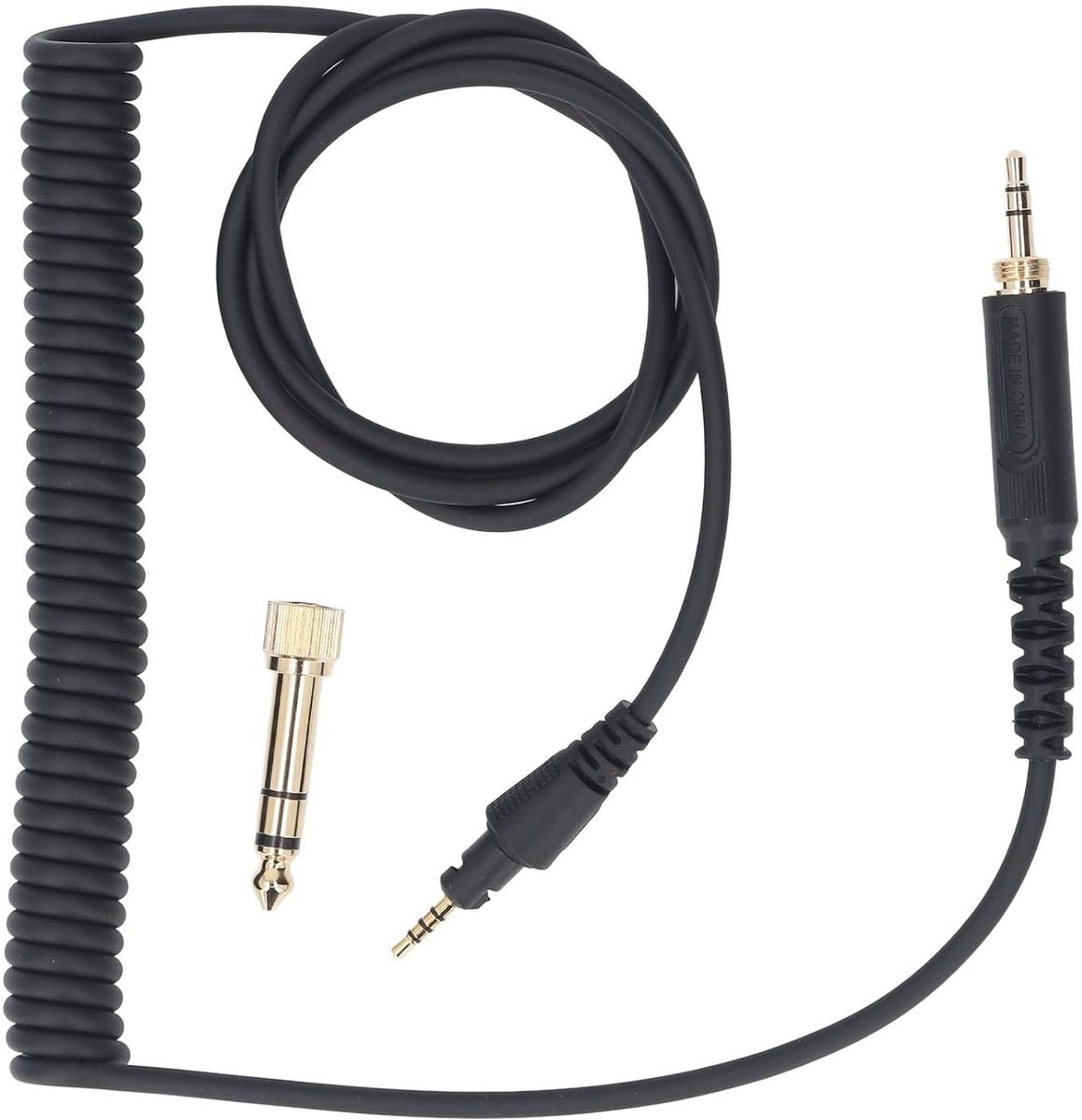 SnelShoppen - Hoofdtelefoon Geluidskabel met 3.5Mm Plug en 6.3Mm Adapter voor DJ Hoofdtelefoons, Lange Spiraal Geluidskabel, Ideaal voor Vervanging en
