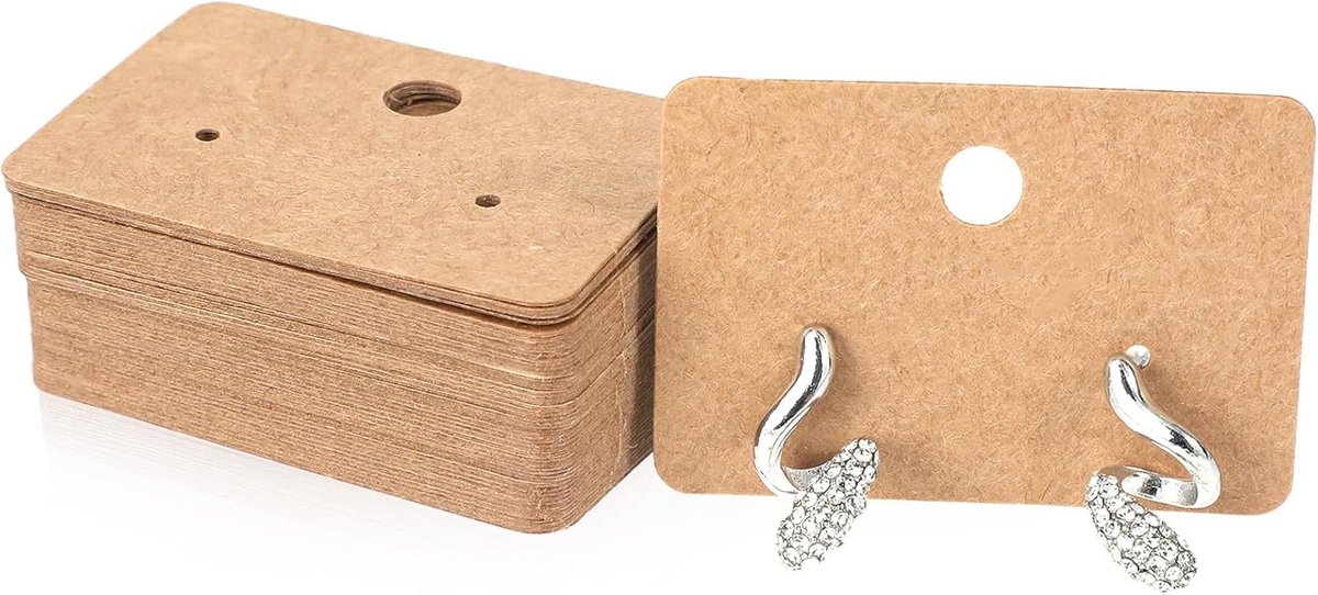 SnelShoppen - Earring Display Cards - 100 Stuks Bruine Papieren Tags 1.77 x 1.26 Inch voor Sieraden, Oorbellen en Hangen, Perfect voor Verkoop en Pres