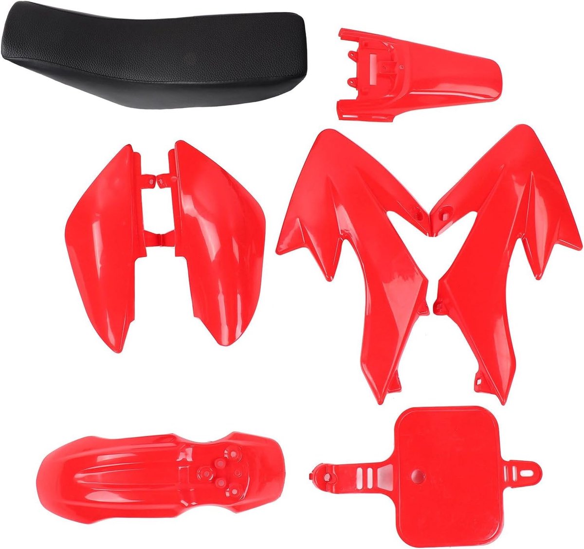 SnelShoppen - Plastic Motorfiets Spatbord Zadel Set voor CRF50 Pit Bike Accessoires, Duurzaam en Stijlvol, Hoogwaardige Kunststof, Volledige Beschermi