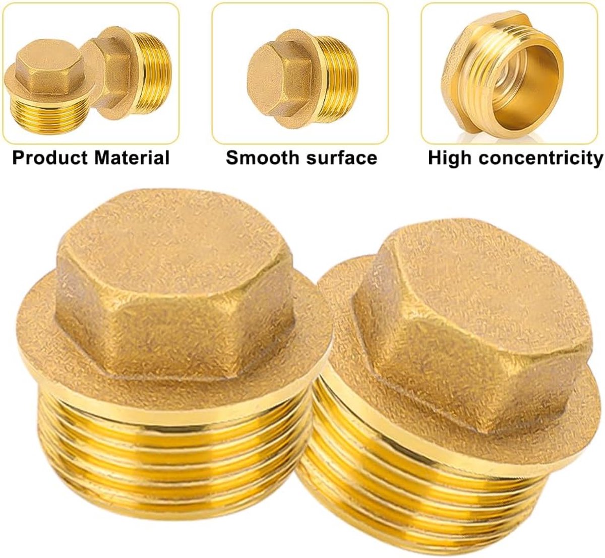 SnelShoppen - 3/4 Inch Messing Plug met Mannetjesdraad, Afsluitplug Blind Stop Tube Eindkap met Rubber Ring voor Badkamer, Verwarming en Drinkwatervoo
