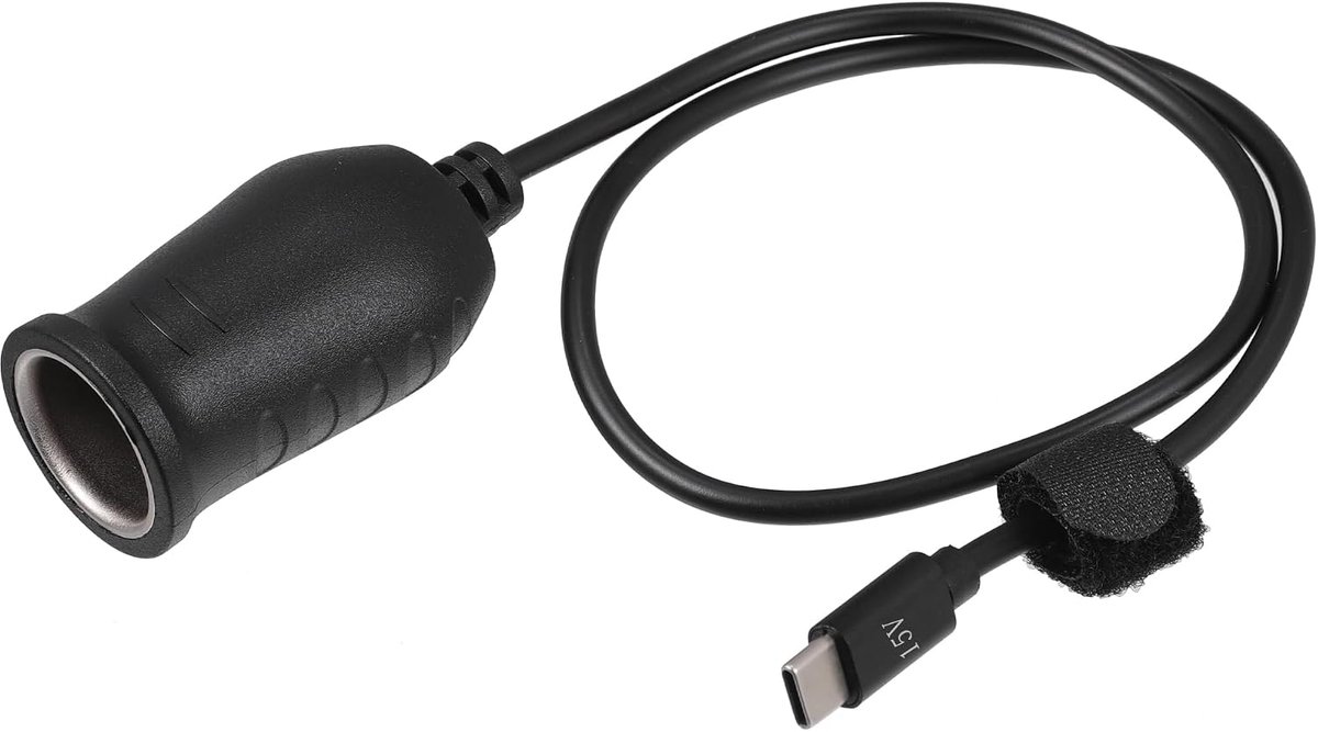SnelShoppen - Universele 15V USB Type C Aanstekeraansluiting voor Auto - 0,55m - Geschikt voor GPS, Dashcam, LED Verlichting, Zonnepanelen, en Meer -