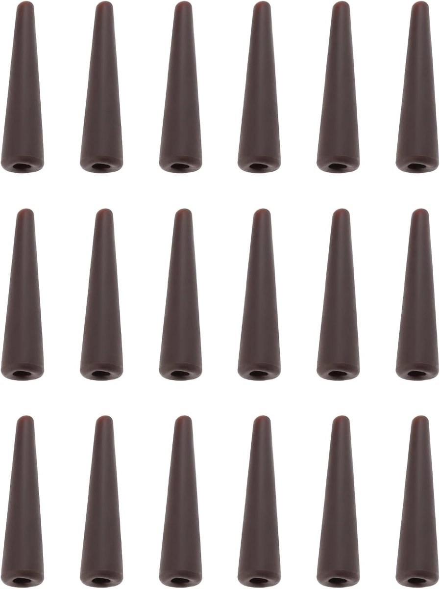 SnelShoppen - 100pcs 25mm Bruine Cone Fishing Hose Long Tail Rubbers voor Karper Hengelsport Tackle Rubbers voor Veiligheidslood Clips