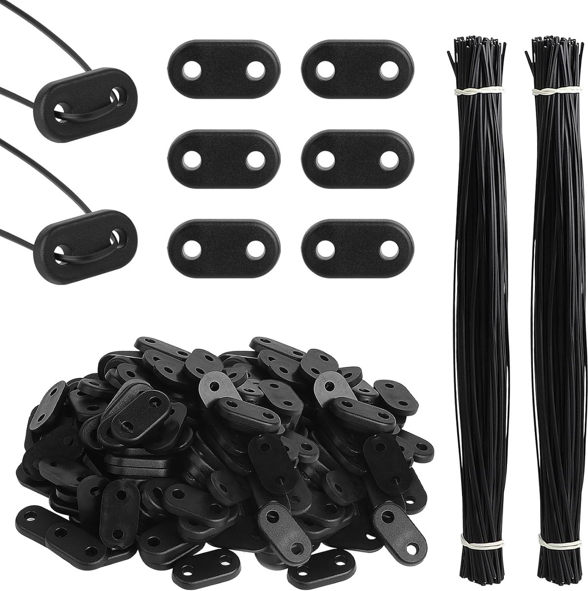 SnelShoppen - DBREAKS PVC privacy scherm bevestigingsset, weerbestendig, montageclips met 210 kabelbinders, voor tuinbescherming (zwart)