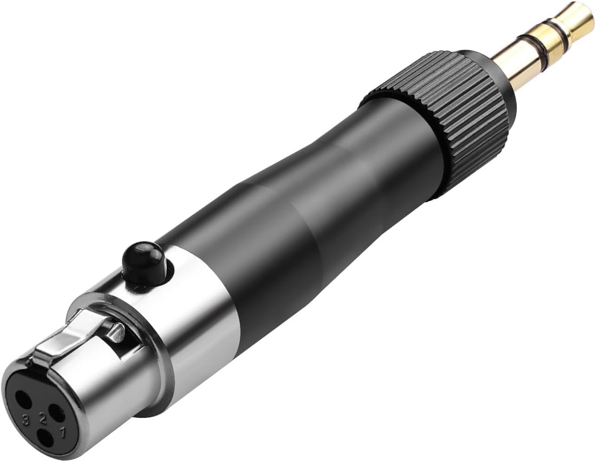 QIANRENON 3.5mm to Mini XLR Headphone Adapter, Locked TRS 3.5mm Plug to 3 Pin Mini XLR Bus Microphone Beltpack Socket - ShopVlot