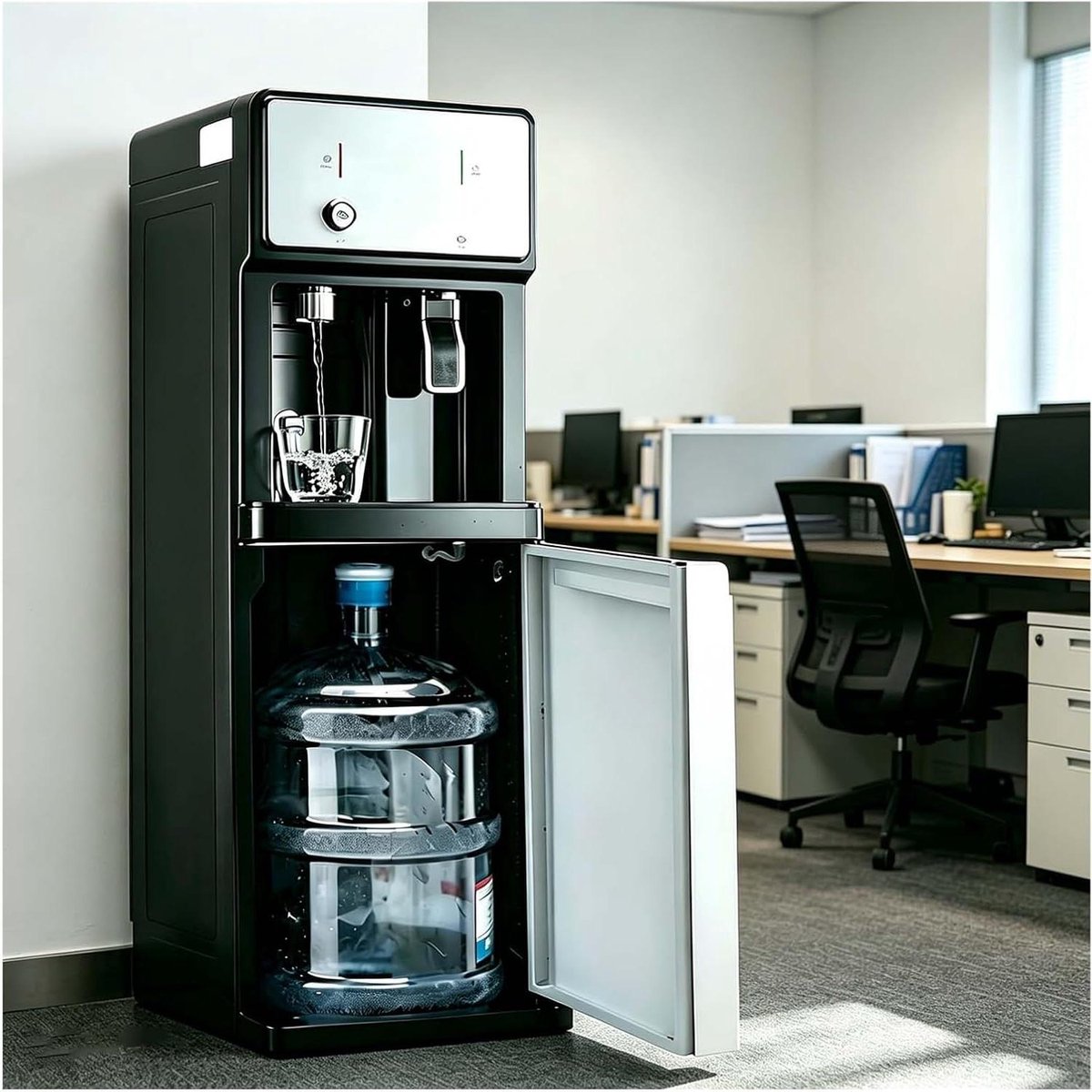 Waterdispenser - Waterkoeler Fontein - Direct Drinkwater - Vulling Onderkant - 105cm Hoog - Zwart