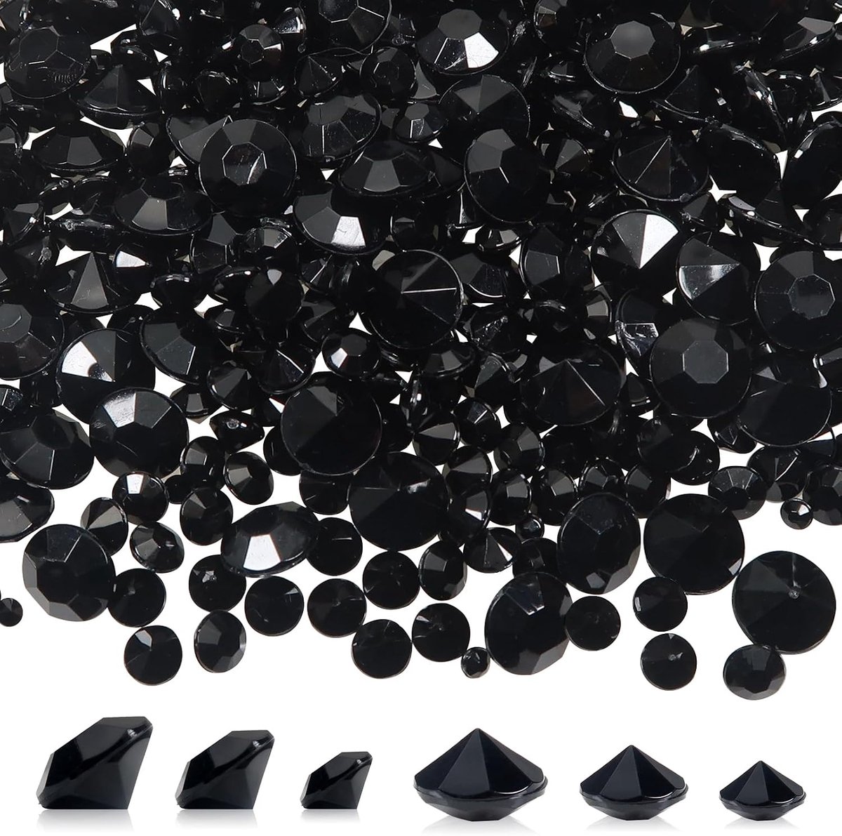 5000 Stuks Acryl Kristallen Diamanten Tafelstrooier - Zwart - 3mm 6mm 10mm - Strass-Steentjes - Tafeldecoratie - Bruiloft - Bruid - Vazenkralen